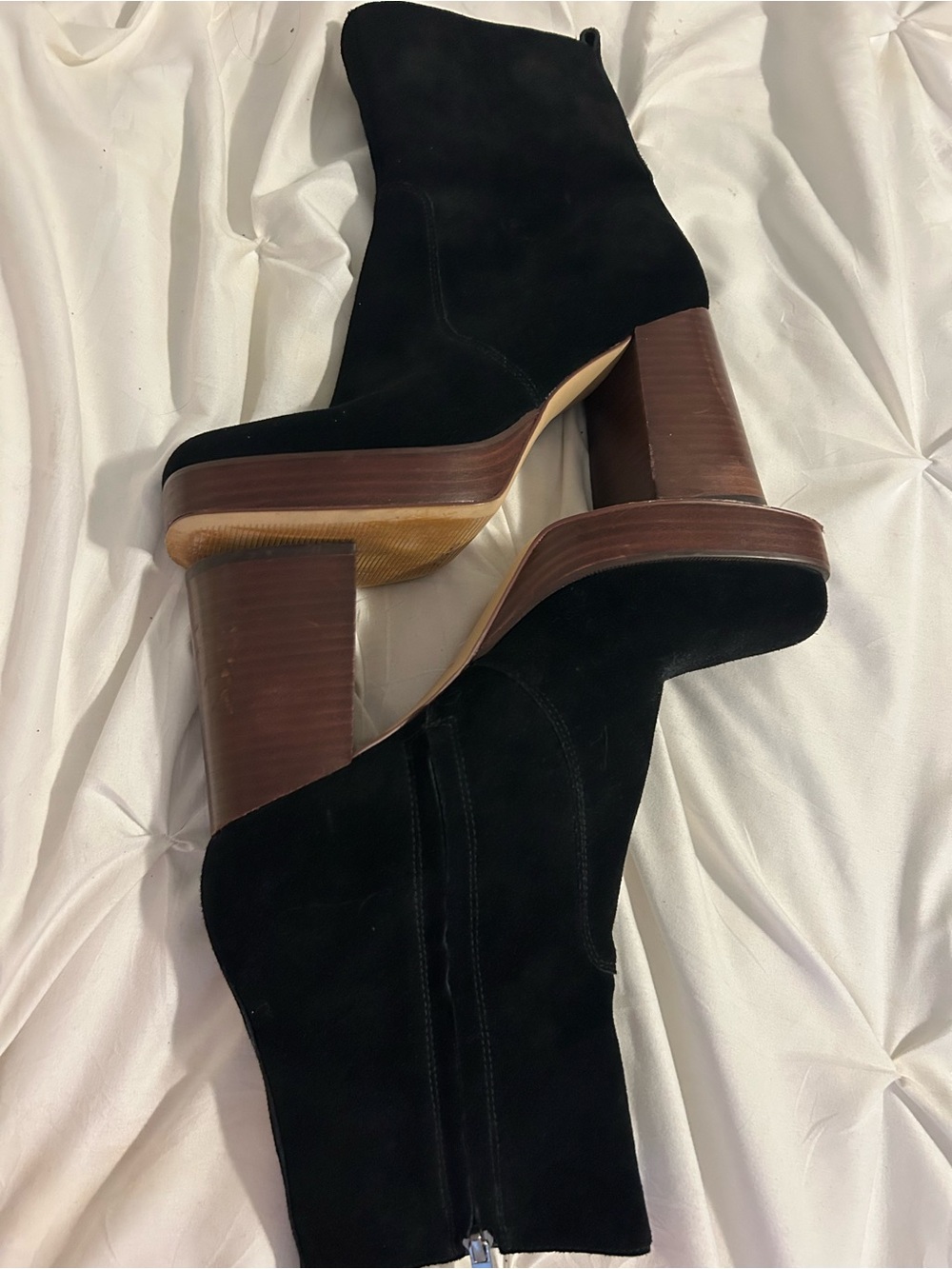 Black Suede Ankle Boots with Stacked Brown Heel 
fall must have !!